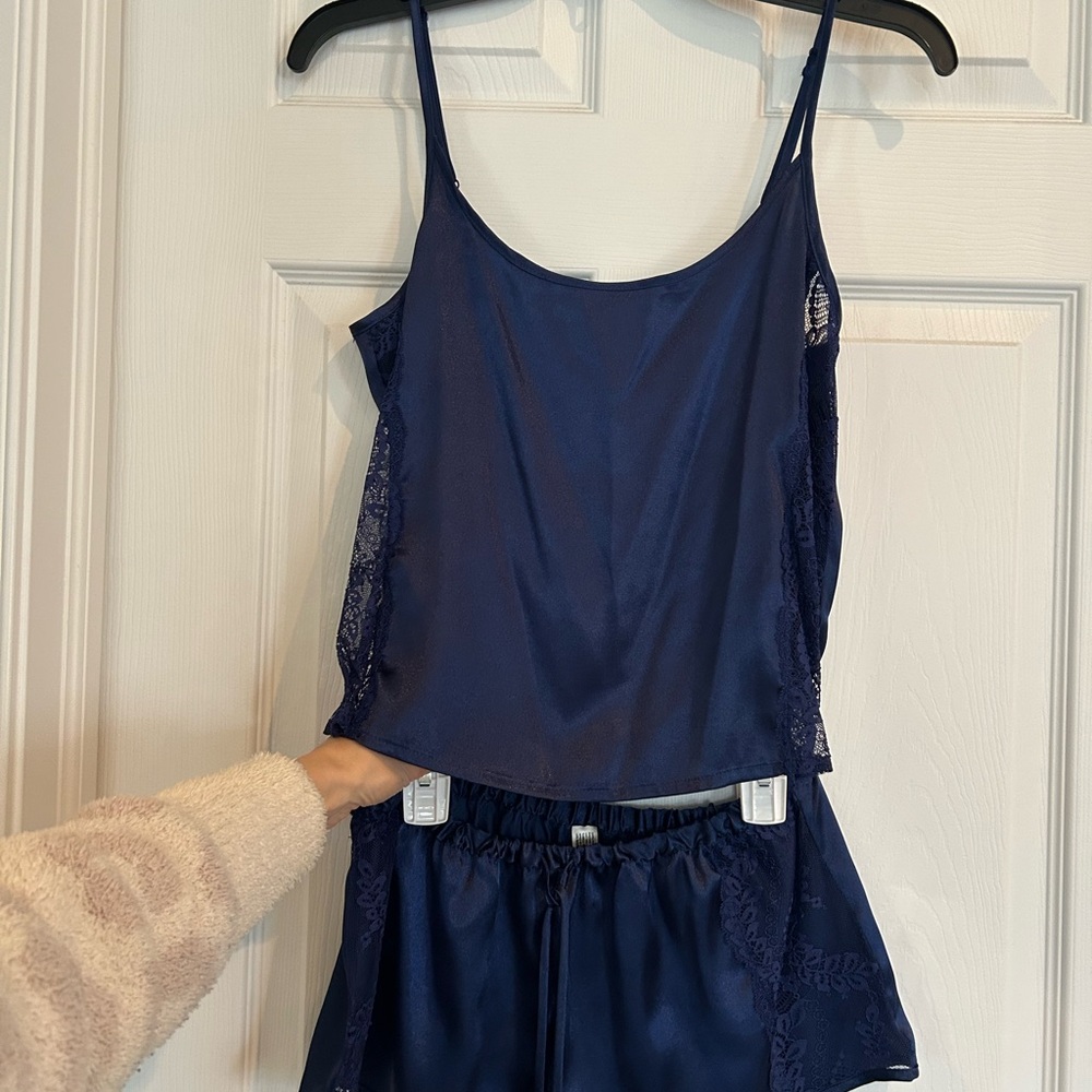 In Bloom Midnight Blue Lace Pajama Set
